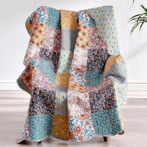 New! Boho Floral Throw Blanket Bedspread Quilt